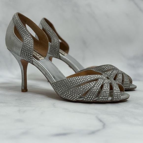 Badgley Mischka D'Orsay Peep Toe Bridal Pumps – Size 9.5 ✨ - Picture 1 of 8